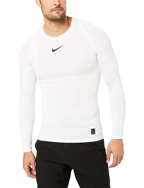 nike compression shirt langarm weiß|Nike Pro Mens Long Sleeve Compression Shirt White Sz. L .